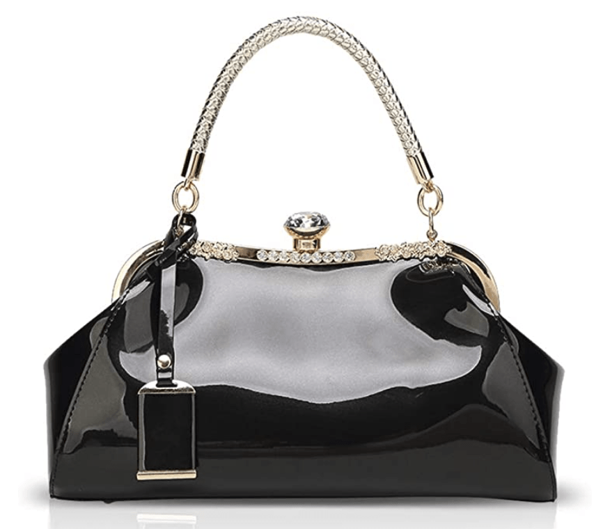 Bolso retro frame bag negro charol