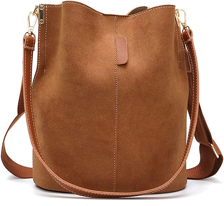 Bolso cubo bandolera ante marrón